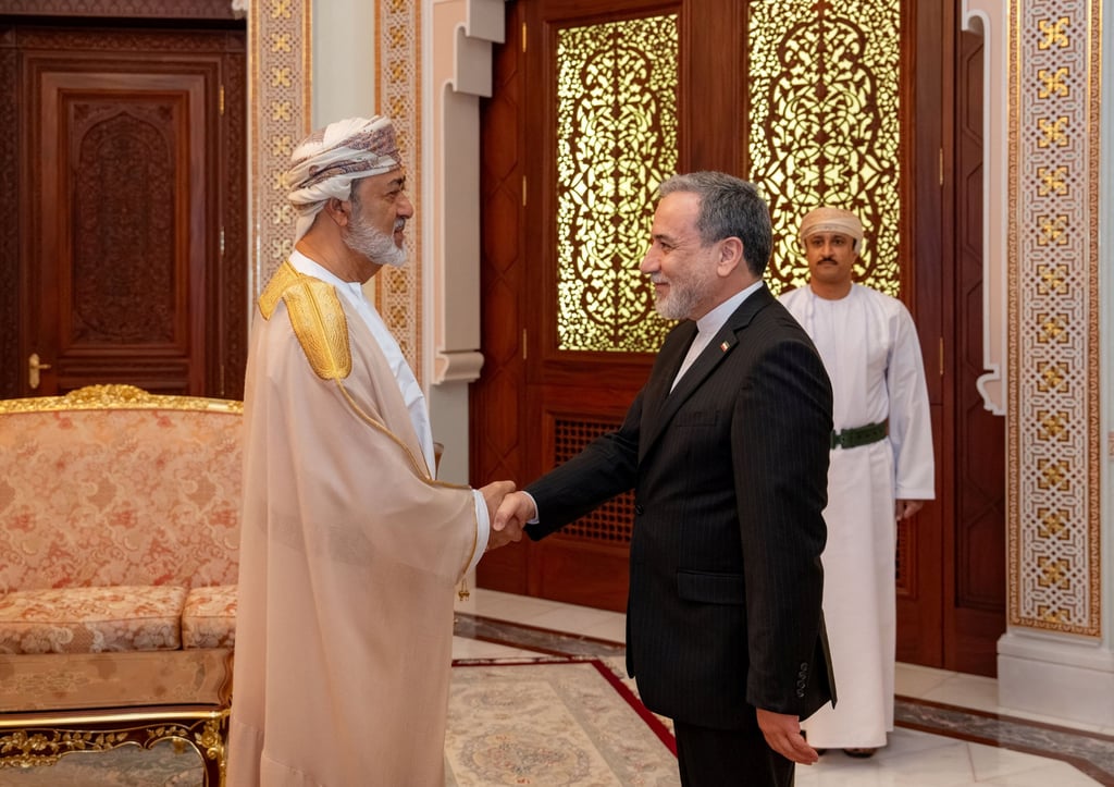 Iranian Foreign Minister Abbas Araghchi (right) meeting with ‌Oman’s Sultan Haitham bin Tariq al-Said in Muscat. Photo: Oman News Agency via Reuters