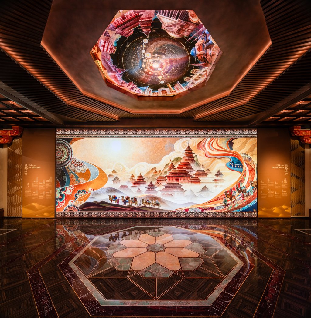 The preface hall inside Poly MGM Museum’s “Silk Roads Beyond Borders” exhibition. Photo: Handout