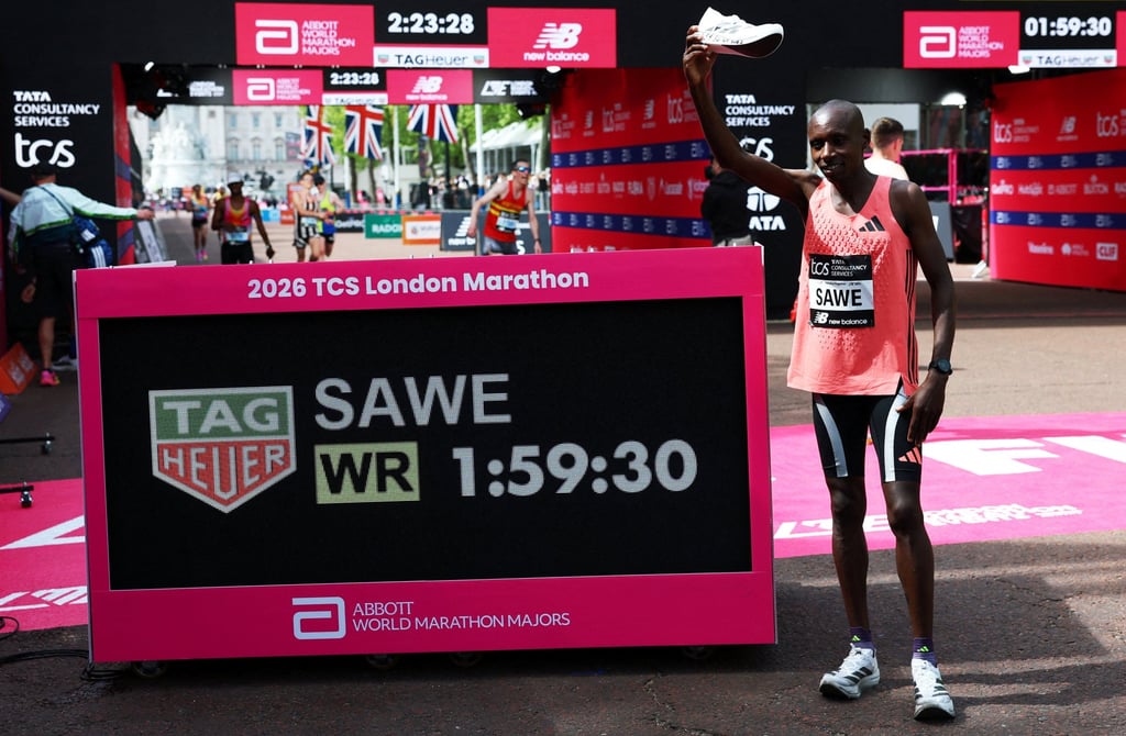 Sabastian Sawe's world record was more than a minute off his previous best. Photo: Reuters