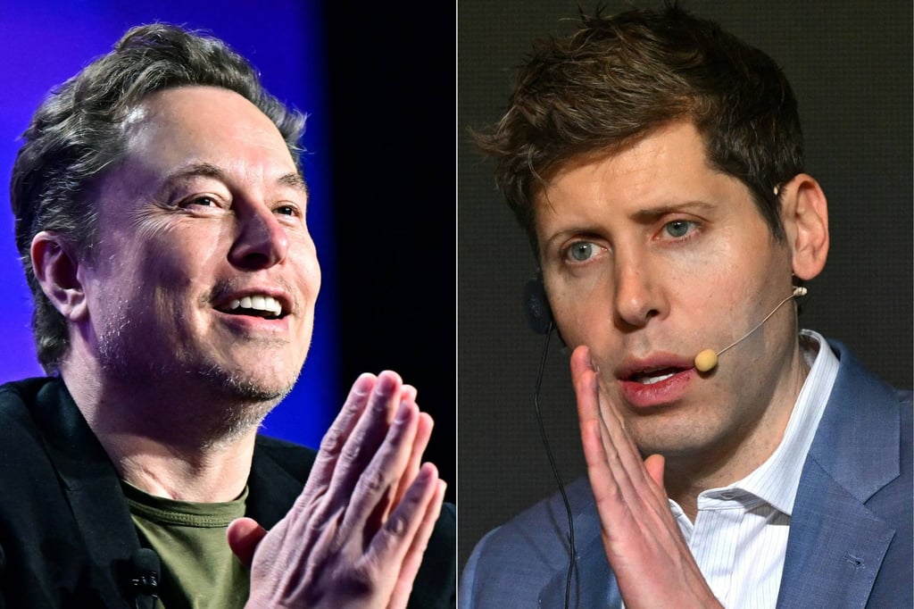 Elon Musk (left), one of the original co-founders of OpenAI, sued the company, its chief executive Sam Altman (right) and Greg Brockman, OpenAI’s president and another co-founder, in 2024. Photo: AFP