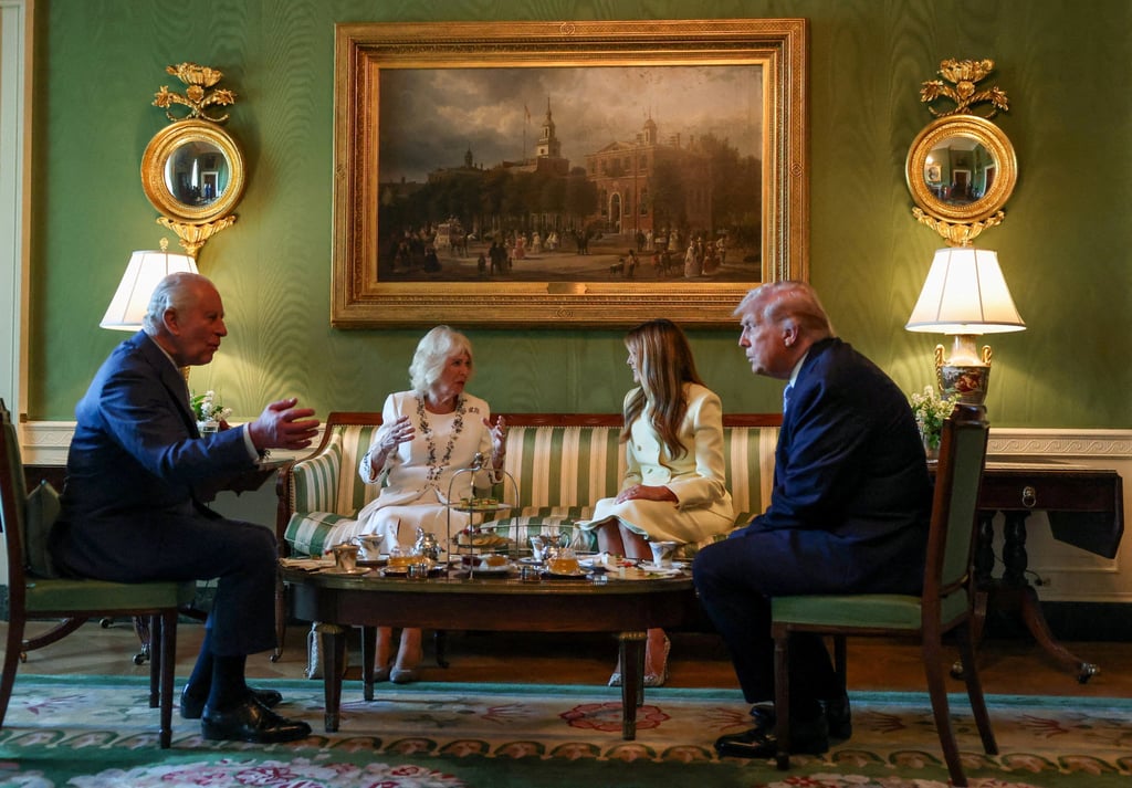 US President Donald Trump and first lady Melania Trump host King Charles and Queen Camilla for afternoon tea. Photo: Reuters