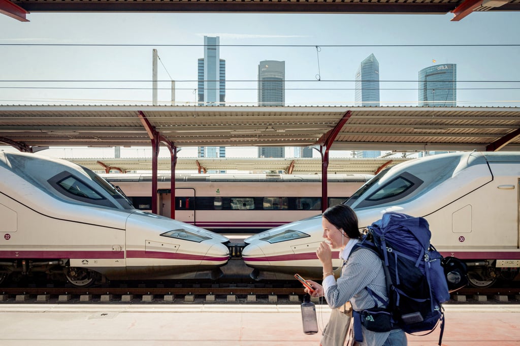 High-speed trains at Chamartin Clara Campoamor station, in Madrid, Spain. Photo: Getty Images