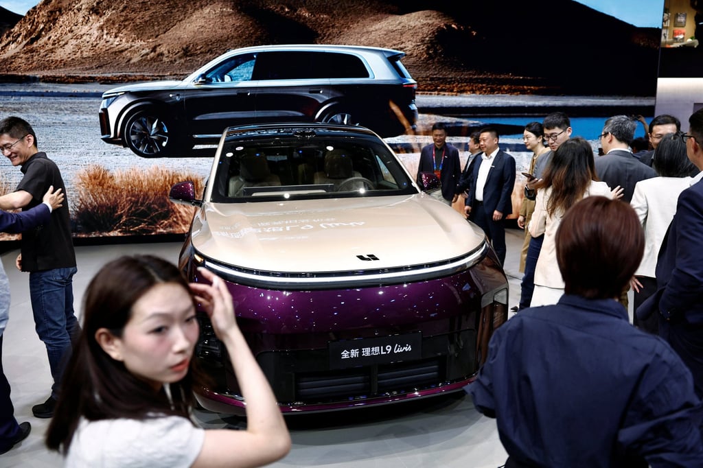 Li Auto’s flagship L9 SUV is displayed at Auto China in Beijing on April 24. Photo: Reuters