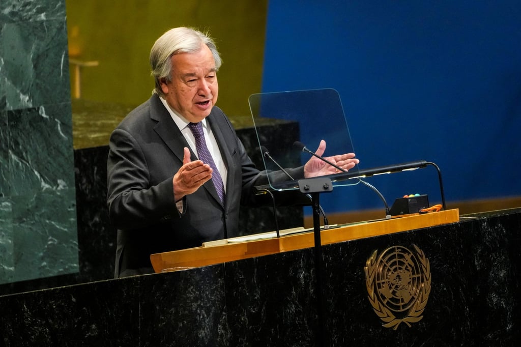 UN Secretary General Antonio Guterres speaks to delegates in New York on Monday. Photo: Reuters