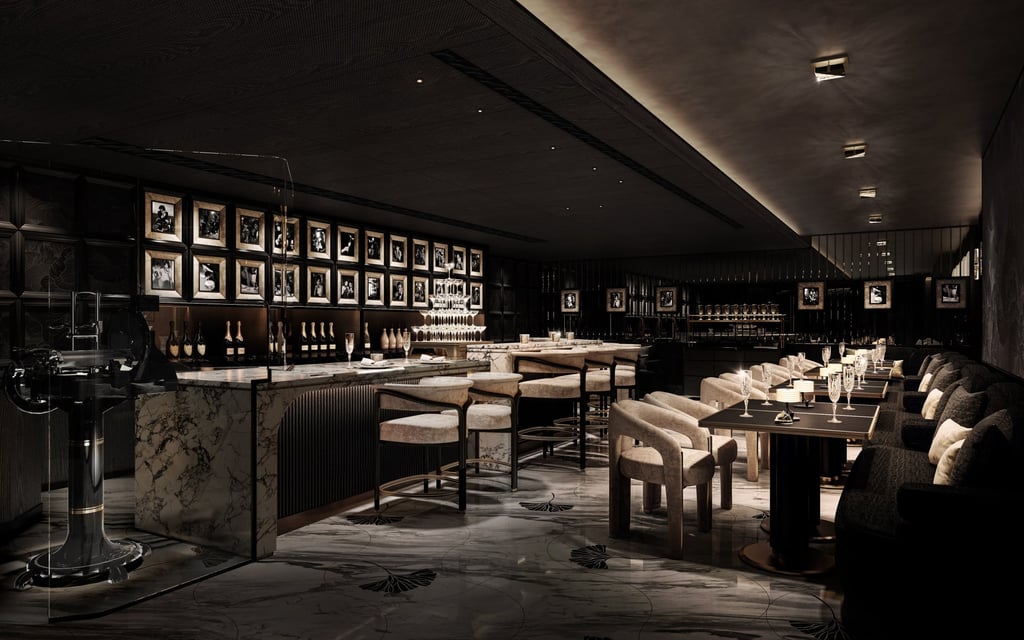 The interiors at Blanc De Noirs, Mandarin Oriental The Landmark Hong Kong’s new champagne bar. Photo: Handout