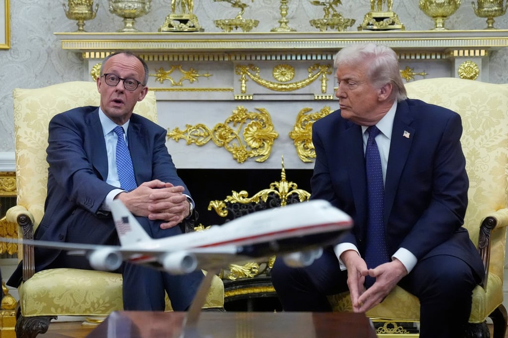 US President Donald Trump meets German Chancellor Friedrich Merz in the Oval Office in March. Photo: AP