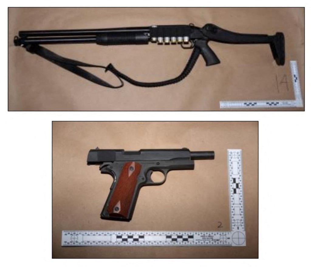 Some of the weapons Cole Allen possessed when he was arrested are seen in images released on Wednesday. Photo: US Attorney for the District of Columbia via AFP