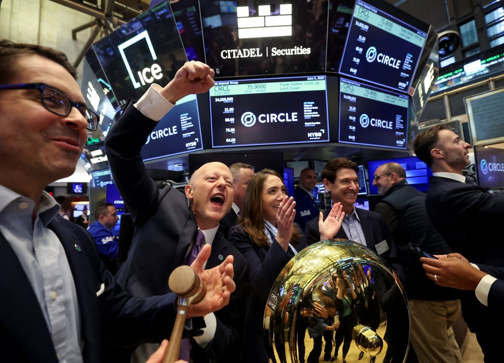 Jeremy Allaire, CEO and co-founder of Circle Internet Group, reacts to the first trade during the company’s listing on the NYSE, June 5, 2025. Photo: Reuters
