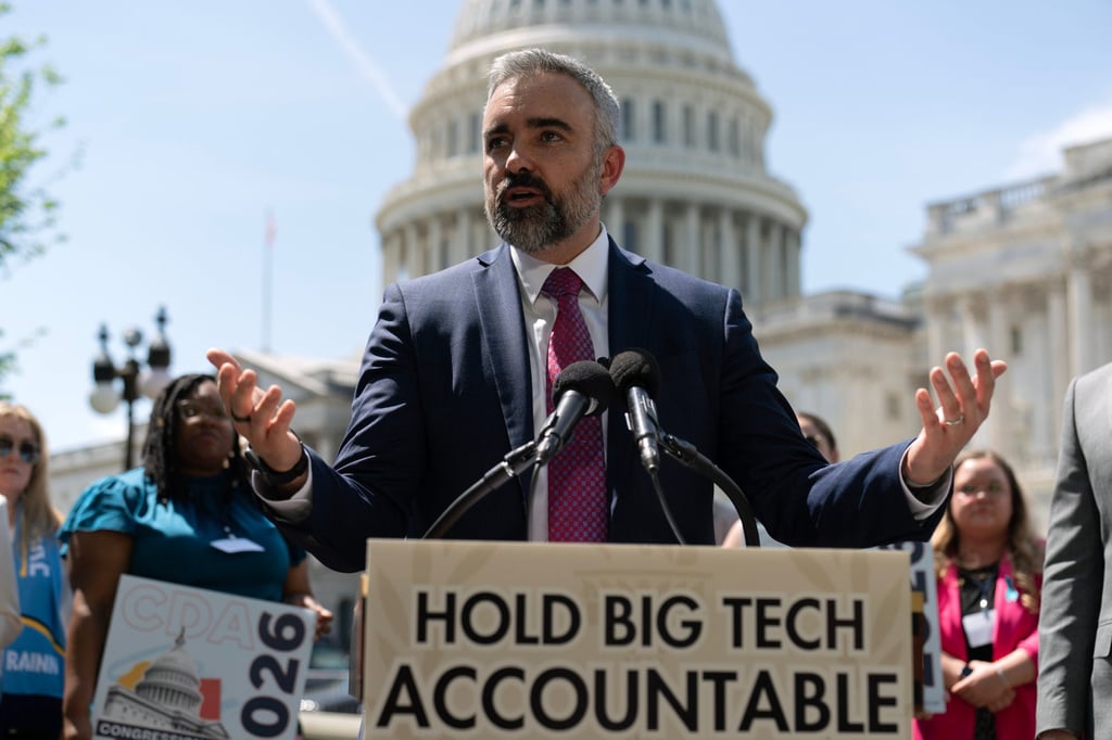 New Mexico Attorney General Raúl Torrez during a news conference to call on Congress to pass legislation to protect kids online and to hold big tech companies accountable on Capitol Hill in Washington, on April 14. Photo: AP