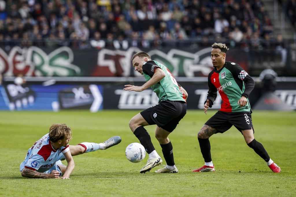 Tjaronn Chery (right), see here alongside NEC Nijmegen teammate Darko Nejasmic during a game against Feyenoord. His status also needs clarifying. Photo: EPA