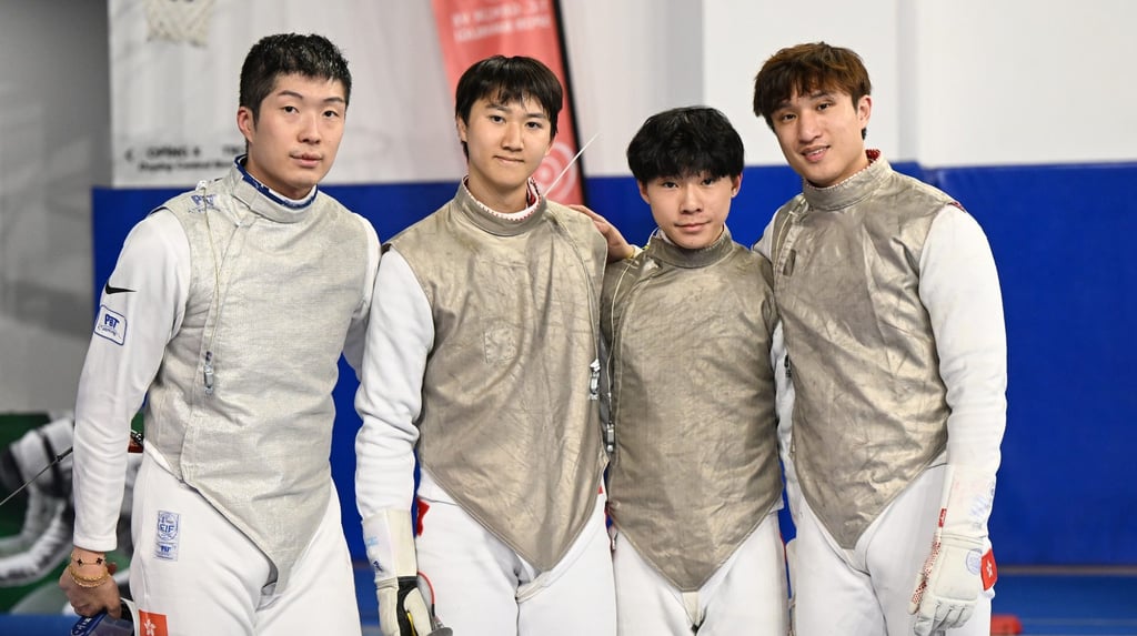 The Hong Kong men's team (from left) Cheung Ka-long, Leung Chin-yu, Harris Ho and Ryan Choi. Photo: FIE