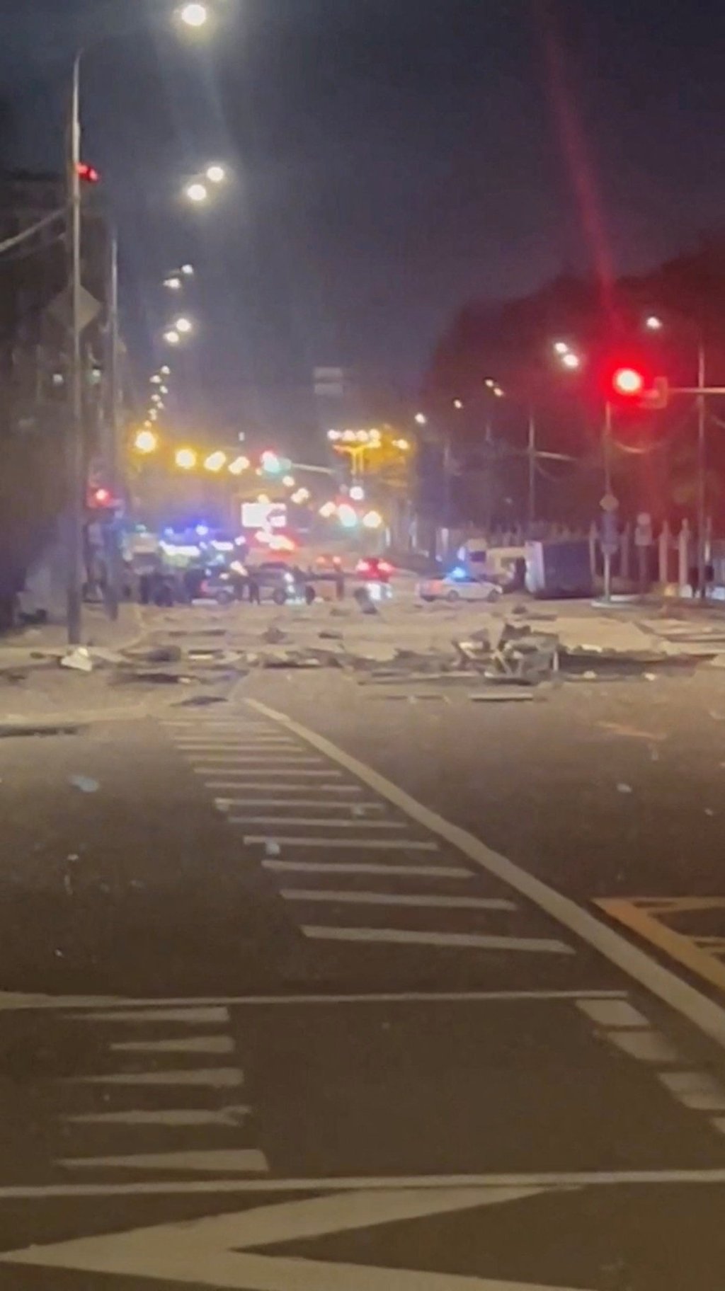 Debris at the scene of the drone attack. Photo: Social media via Reuters