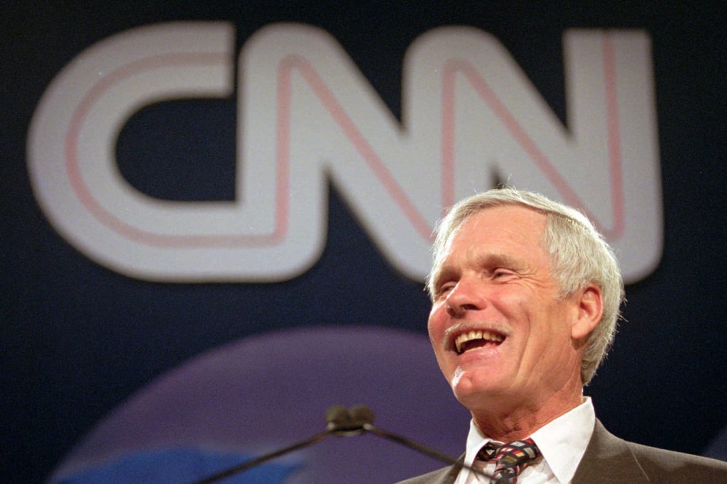 Ted Turner speaks during the CNN World Report Contributors banquet in Atlanta in 1995. Photo: AP