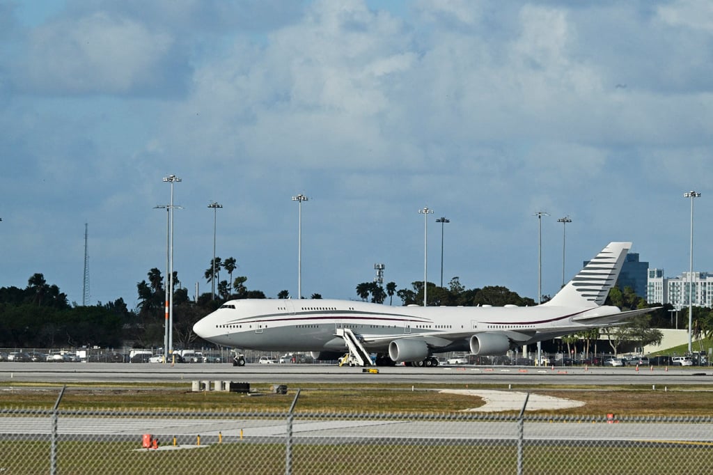 A Boeing 747 on the tarmac at Palm Beach International Airport, after US President Donald Trump visited the plane in February 2025. Trump has accepted the luxury plane from the royal family of Qatar to be used as Air Force One. Photo: TNS