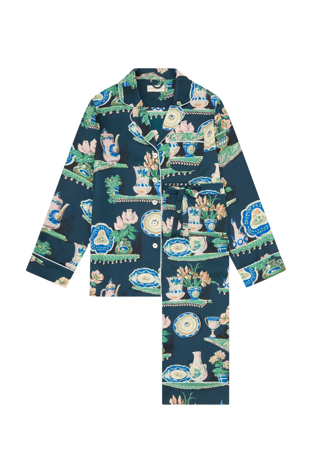 Olivia von Halle Lila Giotto blue plate pyjamas. Photo: Handout