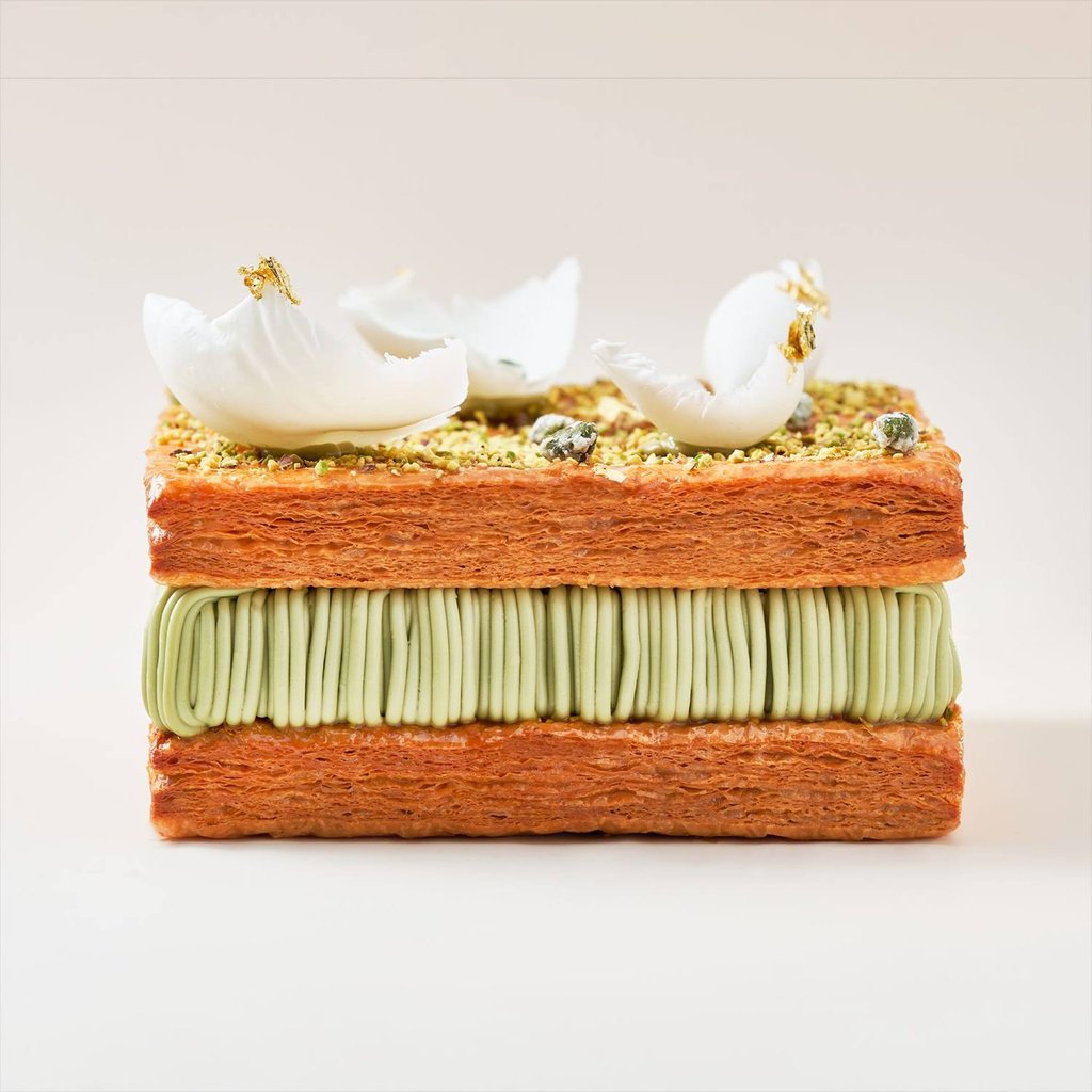 Finesse Patisserie’s Mille Feuille Pistachio. Photo: Handout Finesse Patisserie’s Mille Feuille Pistachio. Photo: Handout