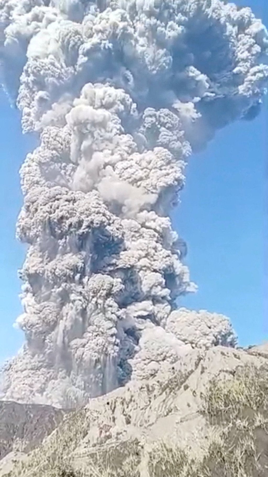 A still from a social media video shows the eruption of Mount Dukono in Indonesia’s North Halmahera regency on Friday. Photo: Aleksius Djangu/Reuters