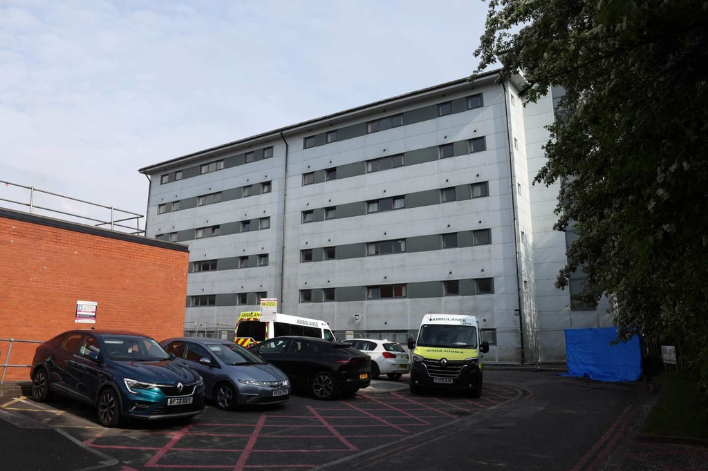 Buildings at Arrowe Park Hospital are pictured in Wirral, England, on Saturday. Photo: AFP