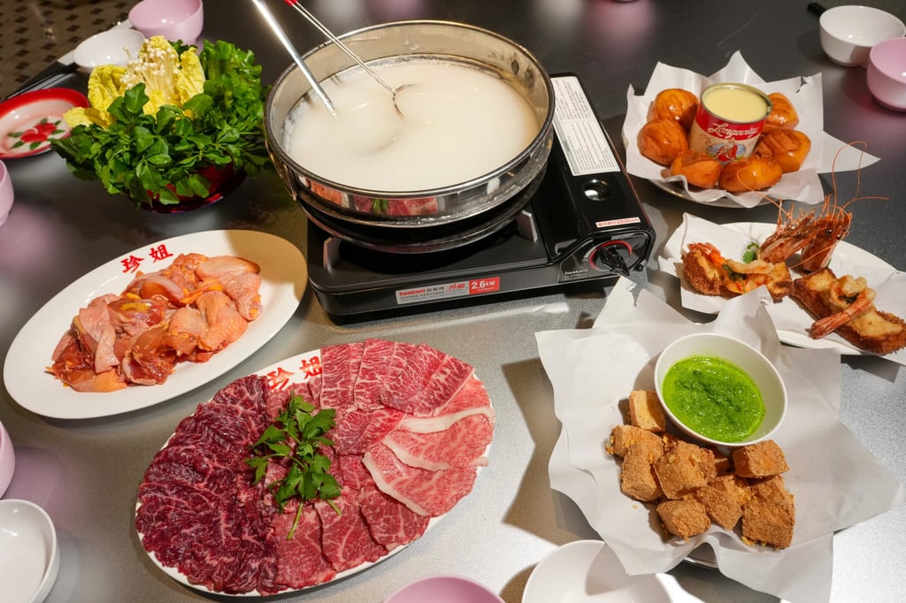 A selection of dishes and meats available at Big JJ Seafood Hotpot. Photo: Karma Lo