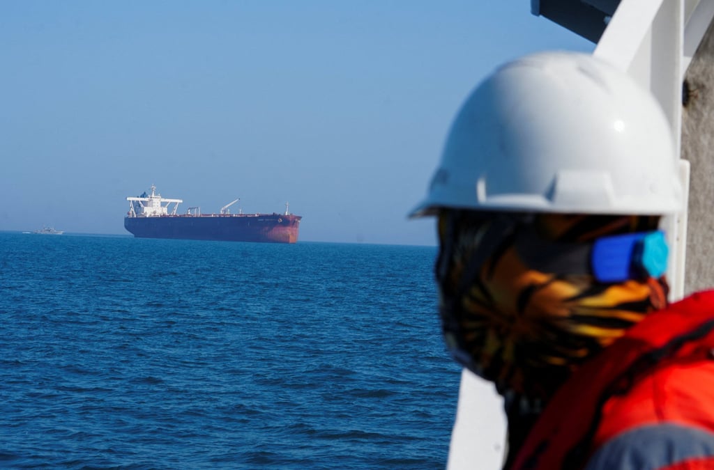 A sailor watches the Agios Fanourios I sail to Basrah in Iraq on April 17. Photo: Reuters