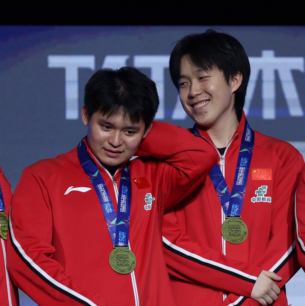 China's top players from the World Team Championships team, Lin Shidong (left) and Wang Chuqin, will probably lead the men's team at the Asian Games. Photo: Xinhua