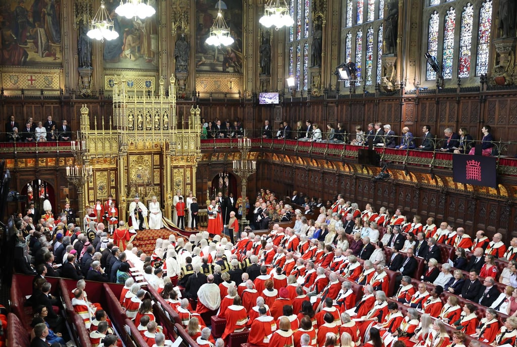 King Charles and Queen Camilla in the Chamber of the House of Lords during the State Opening of Parliament at the Palace of Westminster in London on Wednesday. Photo: dpa King Charles and Queen Camilla in the Chamber of the House of Lords during the State Opening of Parliament at the Palace of Westminster in London on Wednesday. Photo: dpa