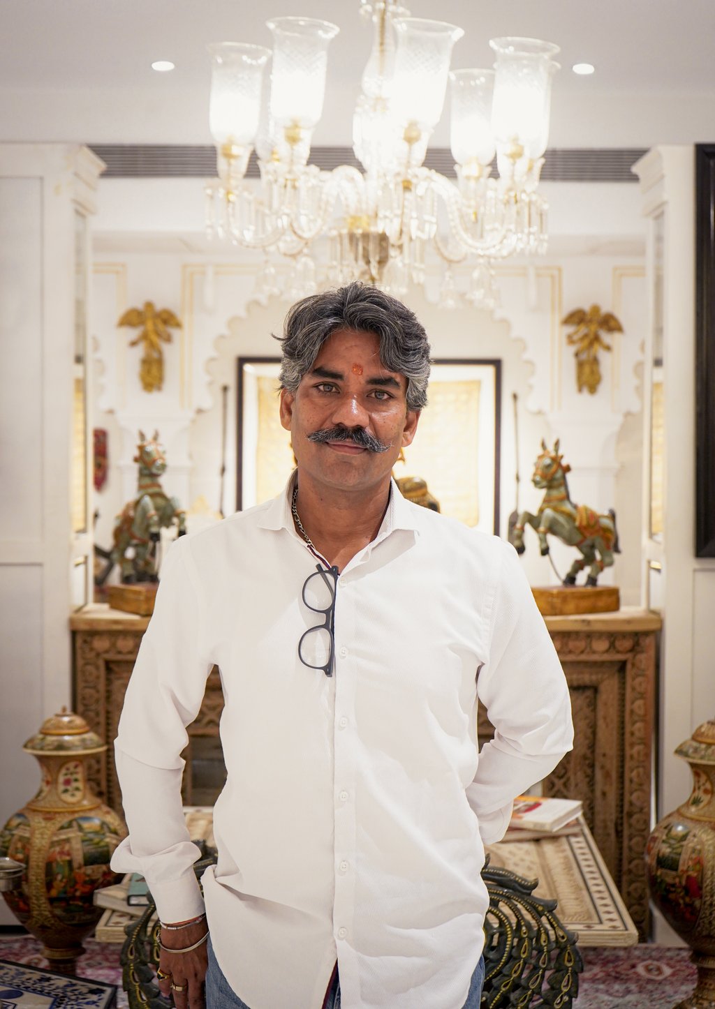 Hemendra Pujari, the founder of the Shyam Arts gallery in Udaipur. Photo: Gavin Yeung