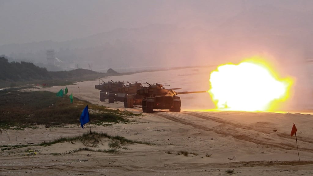A live-fire drill is conducted on the Taiwanese frontline island of Quemoy, also known as Kinmen, on May 13. Taiwan was unmistakably on the agenda for the Xi-Trump summit. Photo: CNA