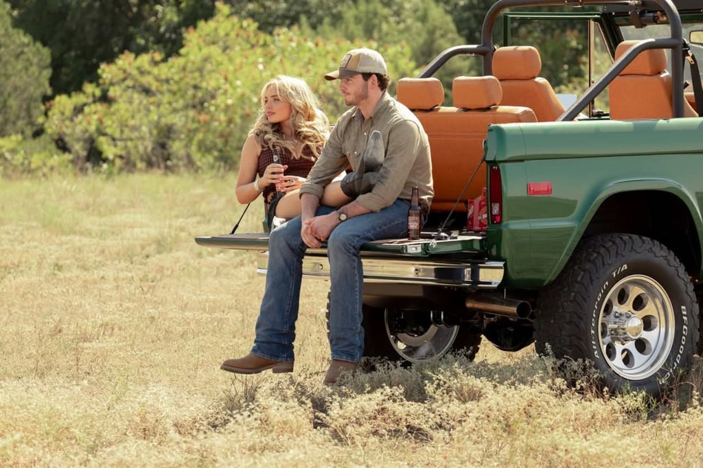 Natalie Alyn Lind as Oreana and Finn Little as Carter in Dutton Ranch. Photo: Paramount+
