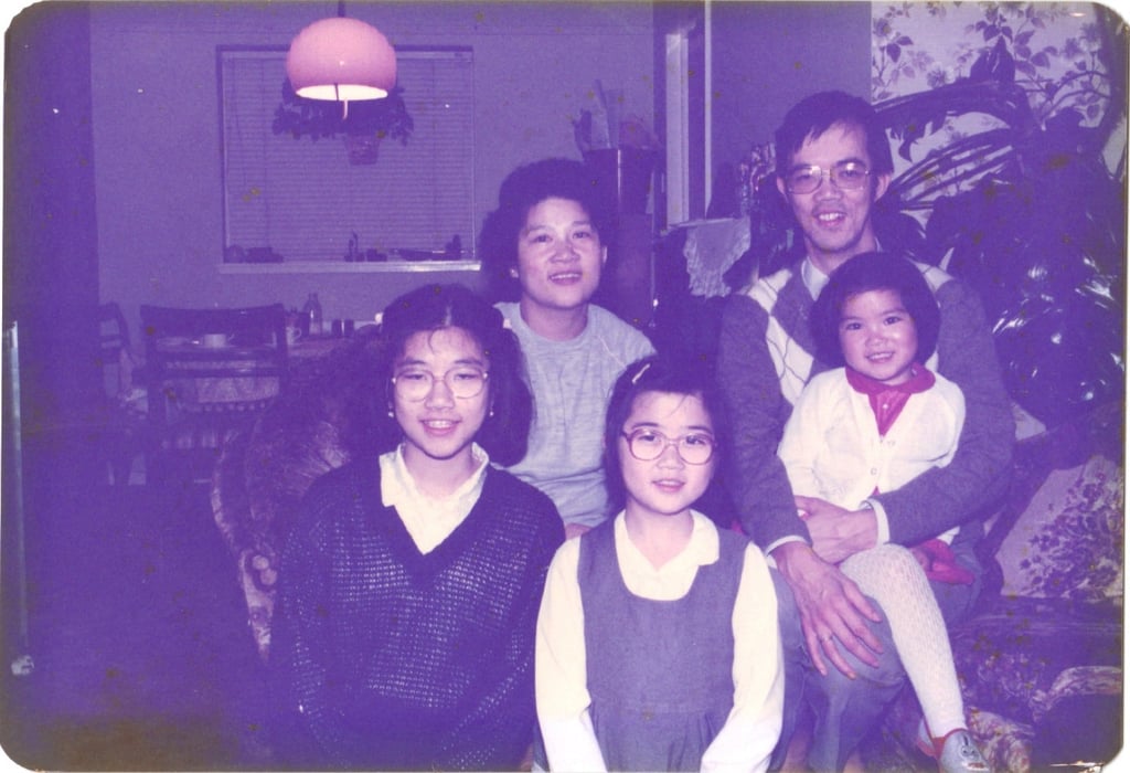 Eliza Chan (right), the youngest of three, and her family pictured in their home in Glasgow, Scotland. Photo: courtesy of Eliza Chan