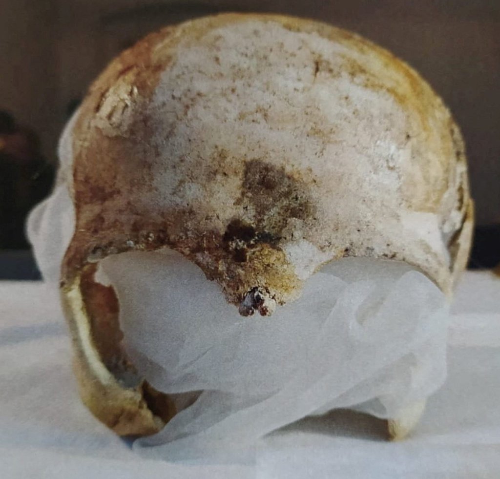 An 800-year-old skull, believed to be that of Saint Zdislava of Lemberk, is stolen from a church in Jablonne v Podjestedi on Tuesday. Photo: Police of the Czech Republic/Reuters