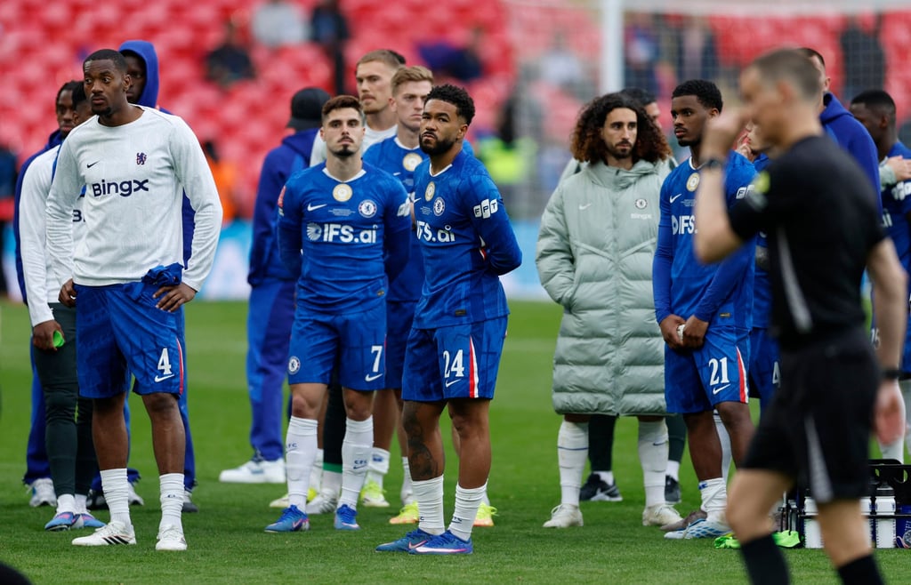 Chelsea’s Reece James cuts a dejected figure after this side’s loss to Manchester City. Photo: Reuters