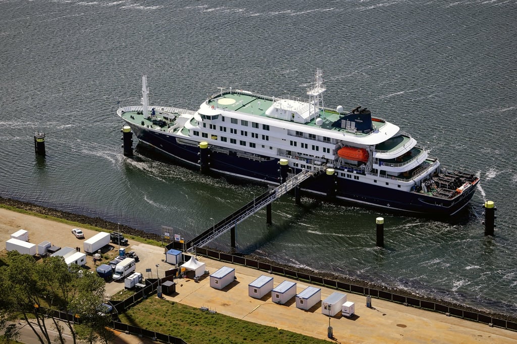 The Dutch Hantavirus-hit cruise ship MV Hondius docked after arriving in Rotterdam on Monday. Photo: via TNS