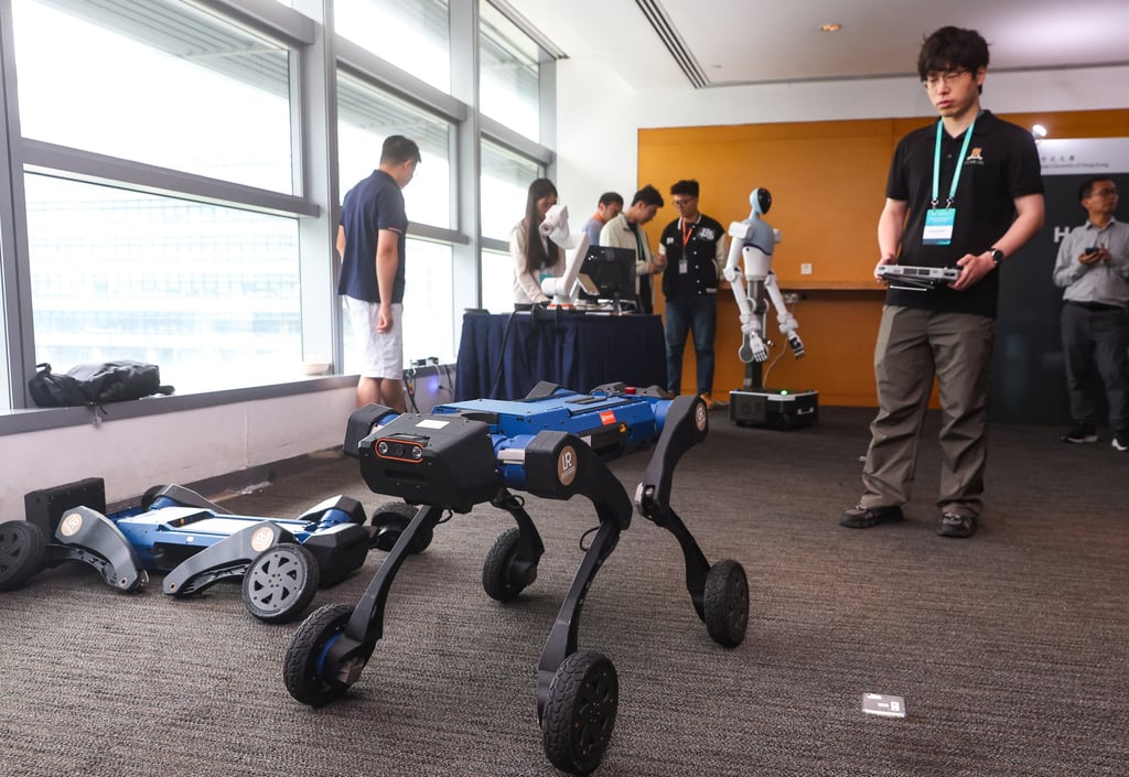The AI lab will refine Hong Kong-made robotic arms and quadrupeds as it works towards long-term humanoid designs. Photo: Edmond So