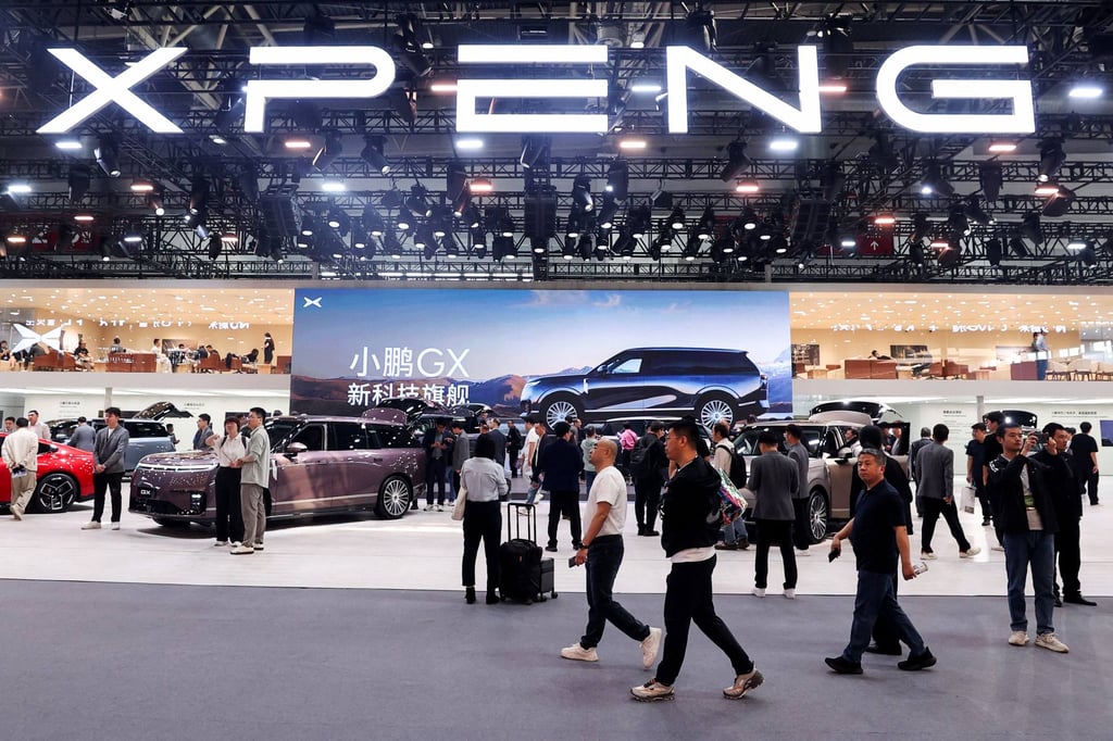 The XPeng booth seen at the Beijing Auto Show on April 25, 2026. Photo: CN-STR/AFP The XPeng booth seen at the Beijing Auto Show on April 25, 2026. Photo: CN-STR/AFP