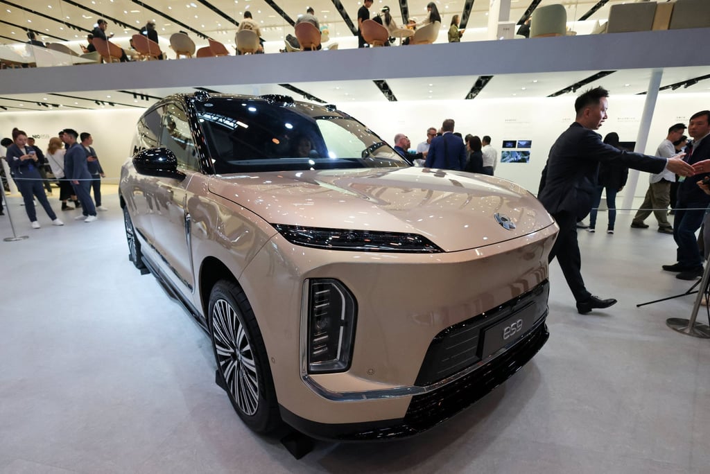 Nio’s ES9 SUV is seen at an auto show in Beijing last month. Photo: Reuters Nio’s ES9 SUV is seen at an auto show in Beijing last month. Photo: Reuters
