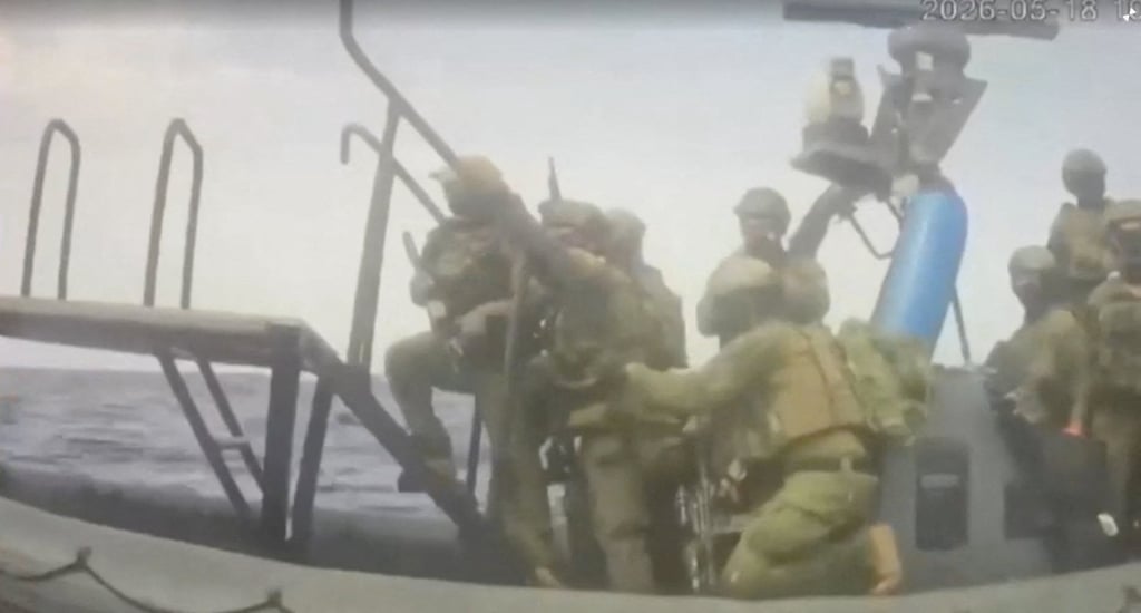 Israeli forces intercepting activists at sea on Monday. Photo: Global Sumud Flotilla via Reuters