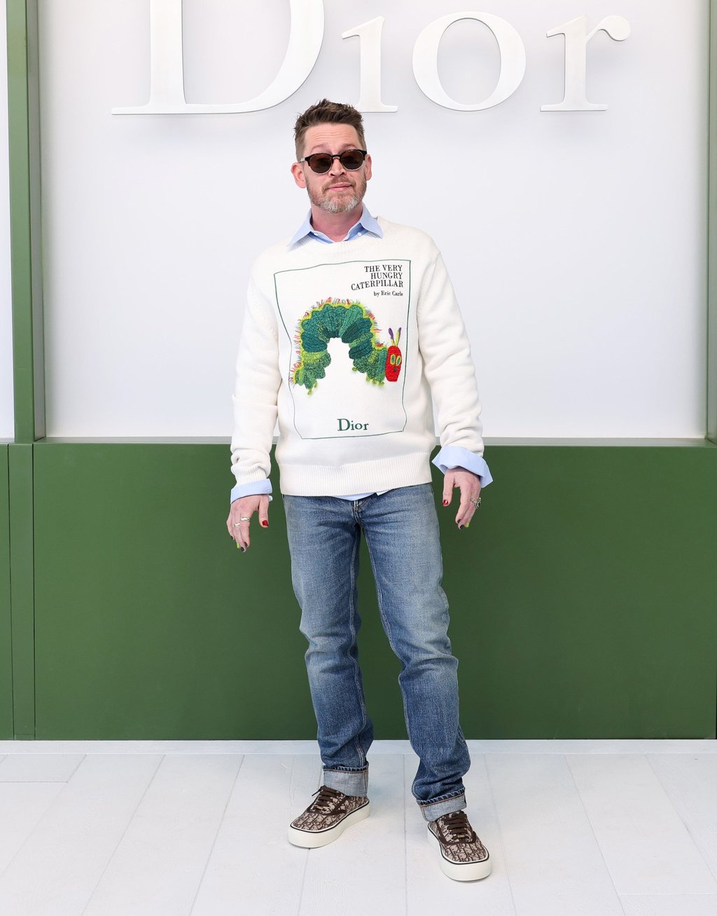 Macaulay Culkin wore Dior’s The Very Hungry Caterpillar jumper. Photo: Handout Macaulay Culkin wore Dior’s The Very Hungry Caterpillar jumper. Photo: Handout