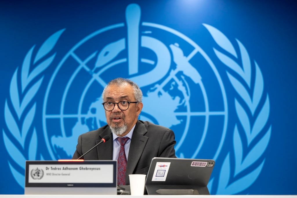 WHO chief Tedros Adhanom Ghebreyesus speaks at WHO headquarters in Geneva on Friday. Photo: EPA