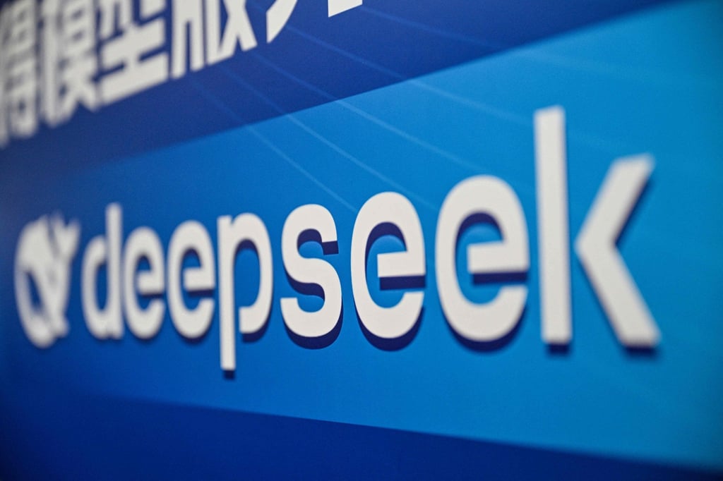 The logo of DeepSeek is seen during the Global Developer Conference in Shanghai on February 21, 2025. Photo: AFP