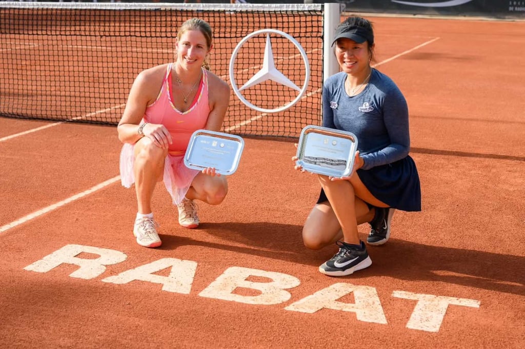 Eudice Chong (right) partnered with Magali Kempen to win the WTA 250 Morocco Open doubles crown. Photo: instagram / magali.kempen Eudice Chong (right) partnered with Magali Kempen to win the WTA 250 Morocco Open doubles crown. Photo: instagram / magali.kempen
