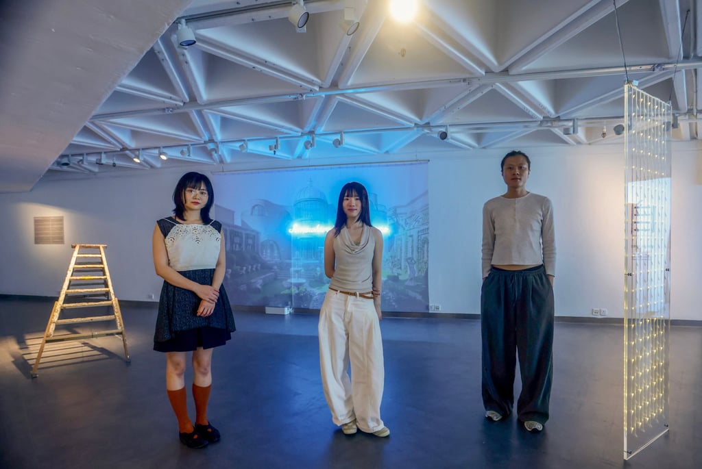 (From left) Bethany Man, Elizabeth Li and Aidan Ng at the “Free Radicals” exhibition. Photo: Jonathan Wong (From left) Bethany Man, Elizabeth Li and Aidan Ng at the “Free Radicals” exhibition. Photo: Jonathan Wong