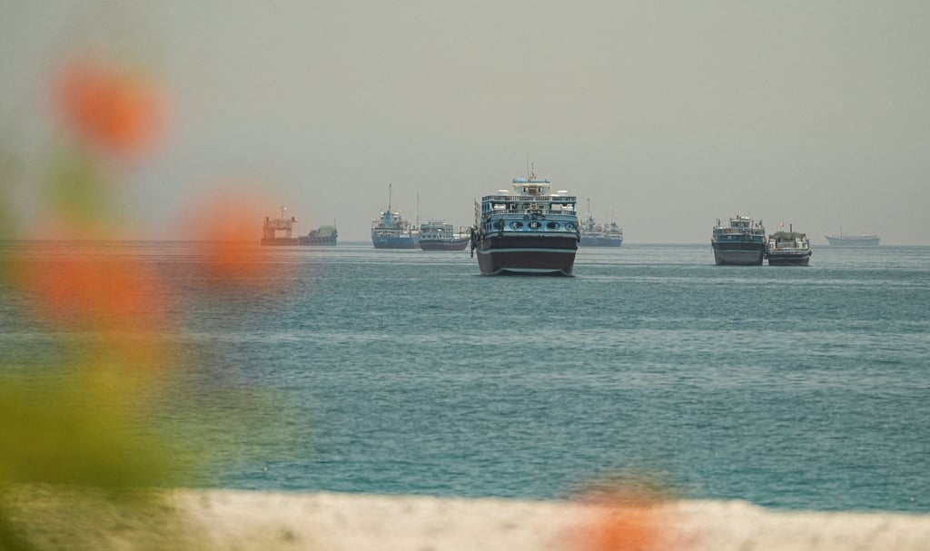 Vessels sail through the Strait of Hormuz, as seen from Musandam, Oman, on Monday. Photo: Reuters Vessels sail through the Strait of Hormuz, as seen from Musandam, Oman, on Monday. Photo: Reuters