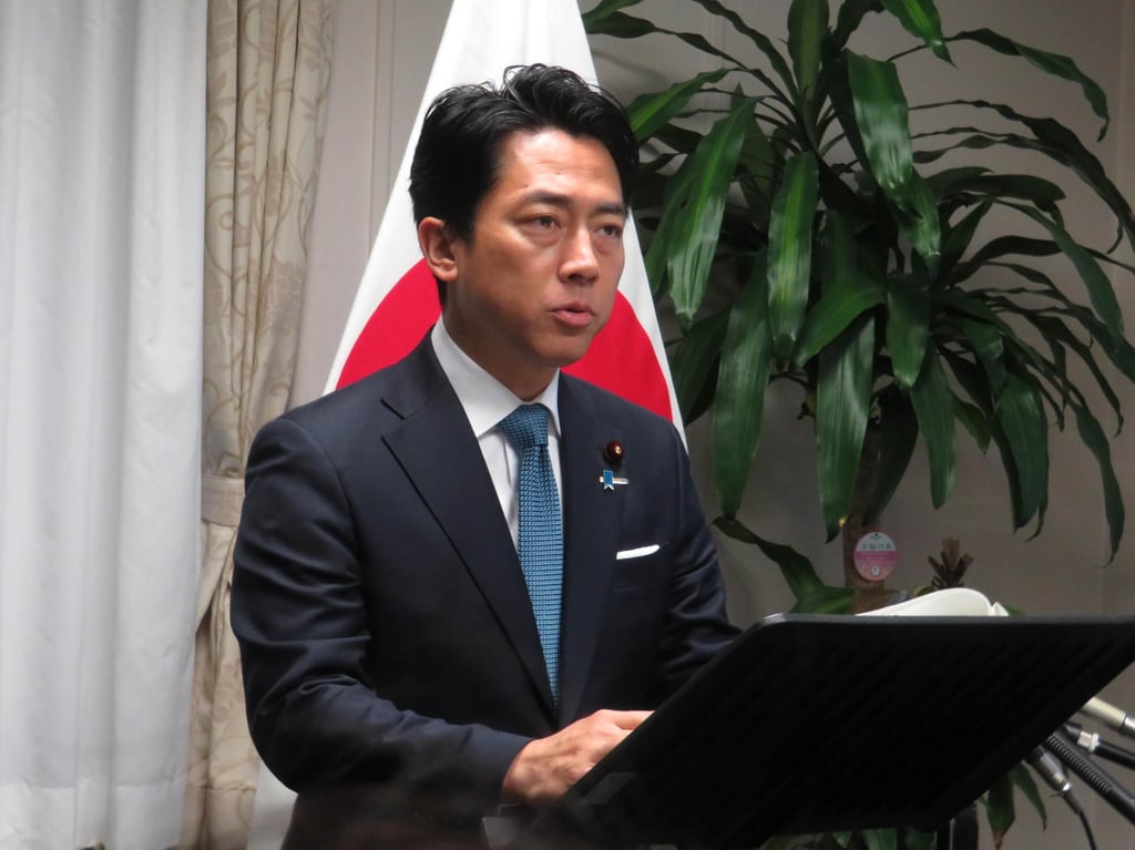 Japan’s Defence Minister Shinjiro Koizumi holds a press conference on May 19. He has called Russia’s military posture around Japan “a cause for serious concern”. Photo: Kyodo Japan’s Defence Minister Shinjiro Koizumi holds a press conference on May 19. He has called Russia’s military posture around Japan “a cause for serious concern”. Photo: Kyodo