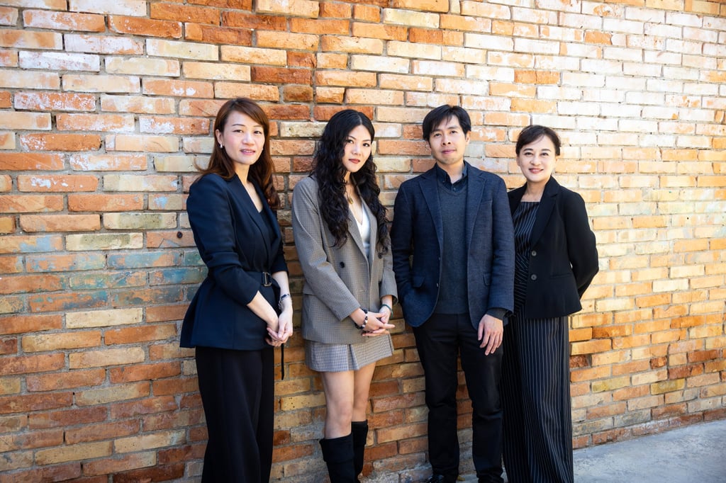 (From right) Maria Mok, museum director of the Hong Kong Museum of Art (HKMoA), artists Kingsley Ng and Angel Hui, and Prudence Ma, curator (modern and Hong Kong art) at HKMoA, at the “Fermata: Hong Kong in Venice” exhibition.