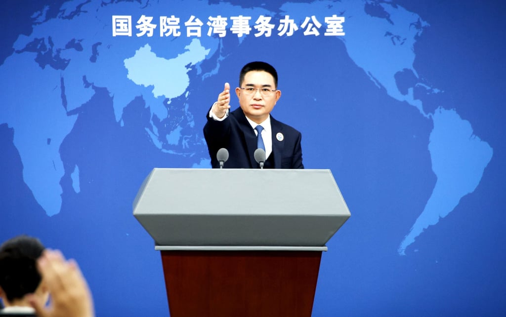 Chen Binhua, a spokesman for Beijing’s Taiwan Affairs Office, at a press conference in Beijing in May. Photo: Xinhua Chen Binhua, a spokesman for Beijing’s Taiwan Affairs Office, at a press conference in Beijing in May. Photo: Xinhua