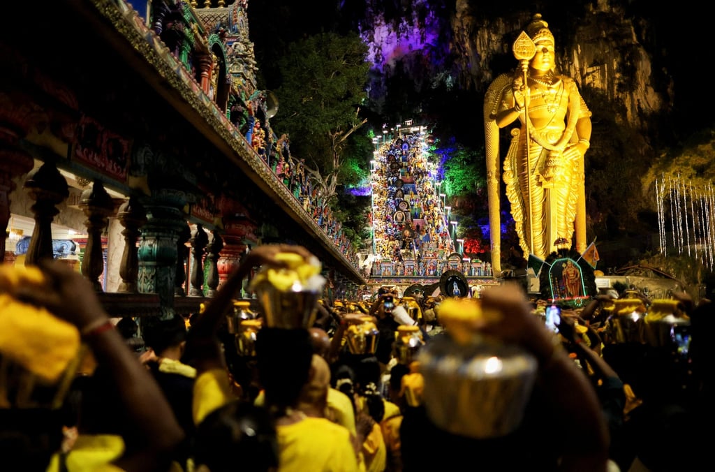 Devotees make their way to the Sri Subramaniar Swamy Temple at Batu Caves, Malaysia, during the annual Hindu festival of Thaipusam on February 1. Photo: Reuters