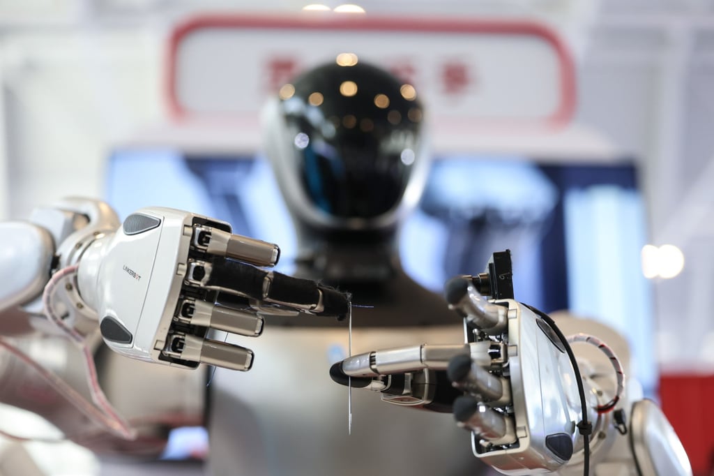 A robot threads a needle at the World Intelligence Expo 2026 in Tianjin, north China, on May 28. Photo: Xinhua