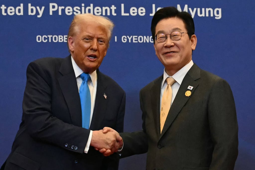 South Korea’s President Lee Jae Myung (right) meets US President Donald Trump for a dinner in Gyeongju last October. Photo: AFP South Korea’s President Lee Jae Myung (right) meets US President Donald Trump for a dinner in Gyeongju last October. Photo: AFP