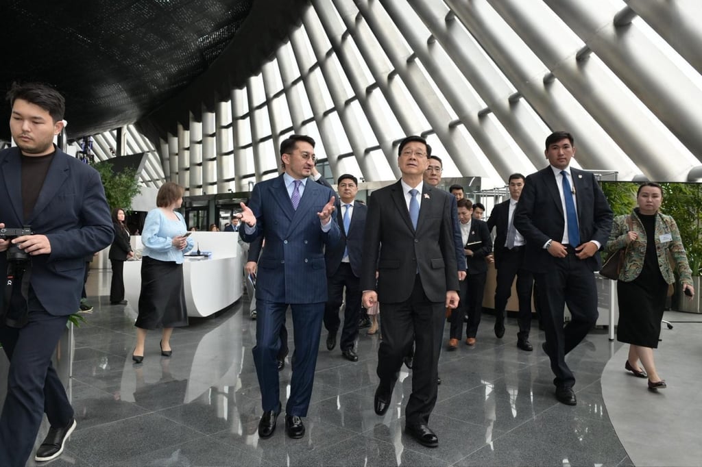 John Lee visits the Astana Hub with Zhaslan Madiyev, minister for AI and digital development. Photo: Handout